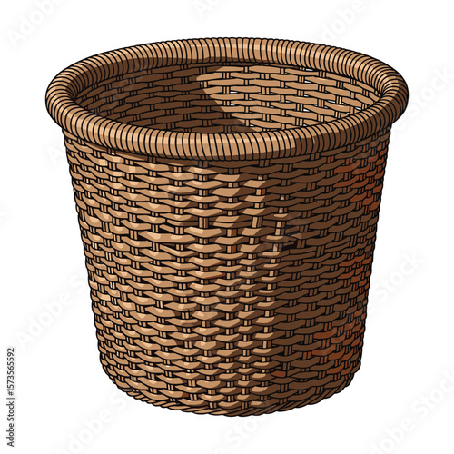 Handcrafted Woven Basket Illustration Brown Tones for Creative Projects Storage Container