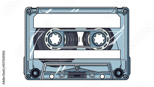 Vintage cassette tape illustration for retro music, audio projects and graphic design assets