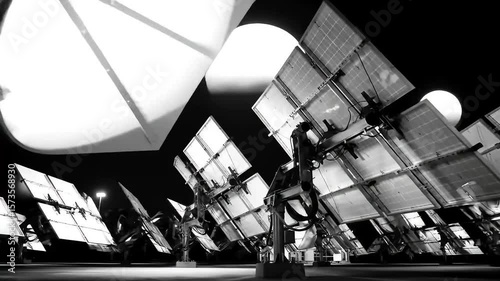 Nighttime Solar Panels: A Monochrome Symphony of Sustainable Energy