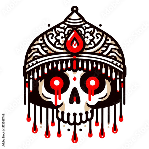 Cursed Warrior Skull with Bleeding Eyes - Vector Graphic Icon