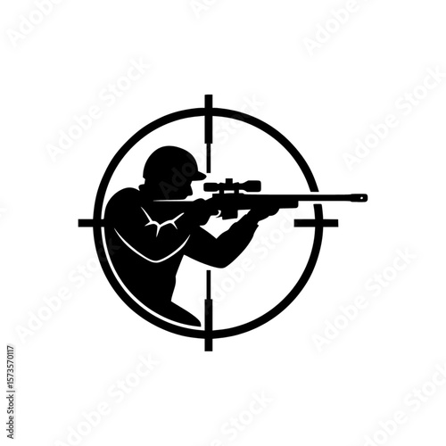 Silhouette of a Sniper in Crosshairs