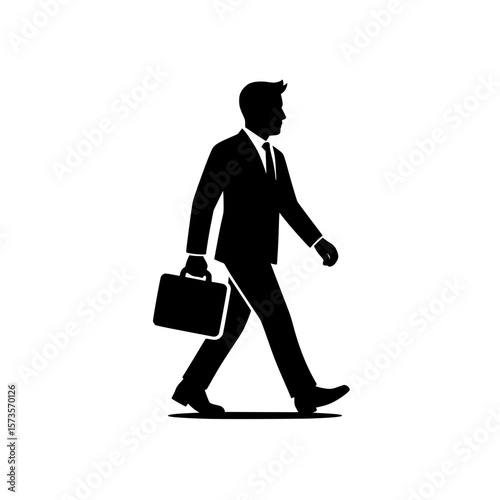 Silhouette of Businessman Walking with Briefcase