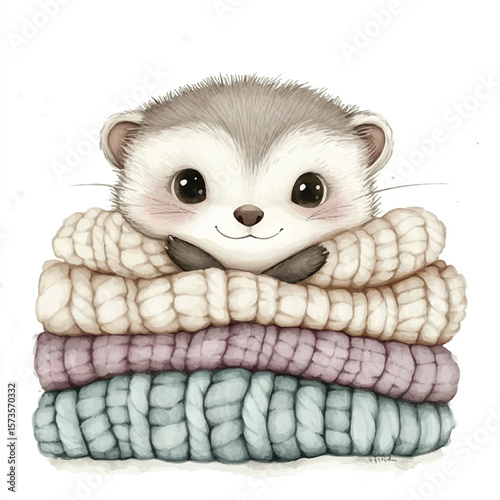 Cozy Little Hedgehog Wrapped in Knitted Blankets