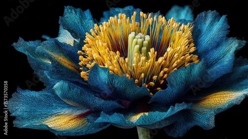 Teal and Gold Flower: A Macro Photography Masterpiece