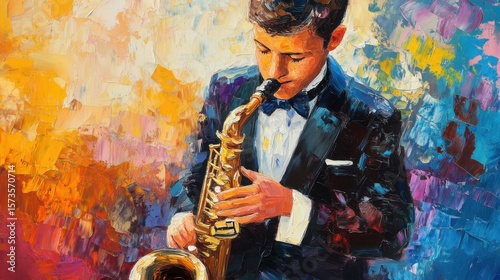 Saxophone Serenade: An Oil Painting Capturing the Soul of Jazz Performance