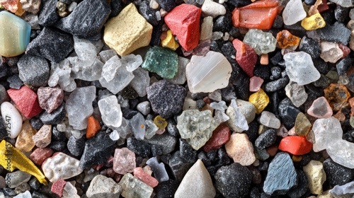 Close-up view of colorful, diverse small rocks