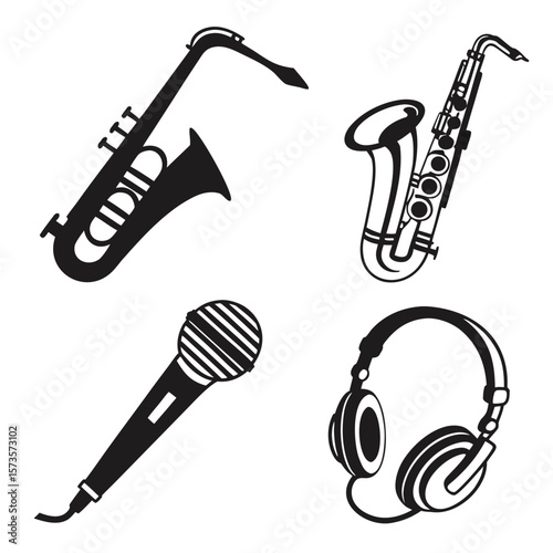 Saxophones microphone headphones musical instruments tenor saxophone alto saxophone