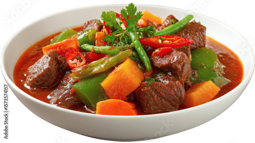 Beef Caldereta stew, Filipino cuisine, AI generated, isolated on transparent 