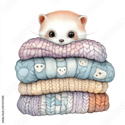 Cozy Weave of Knitted Blankets with a Cute Weasel