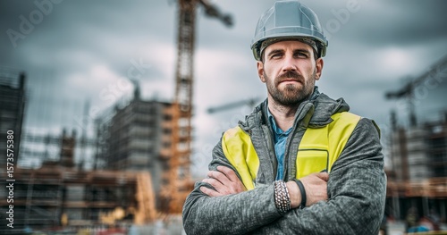 Construction Foreman: Confident supervisor overseeing project development with focus & determination, ensuring quality & compliance.