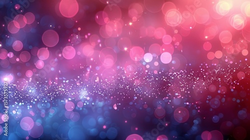 Sparkling bokeh background with a gradient from pink to blue. Delicate scattered light particles