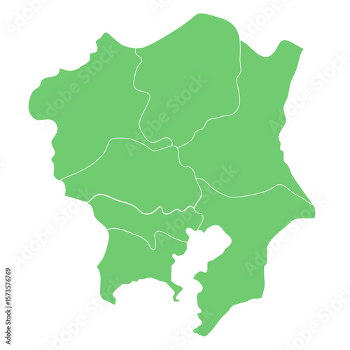 関東地方のシルエットイラスト（千葉県, 埼玉県, 神奈川県, 茨城県, 栃木県, 群馬県, 東京都）