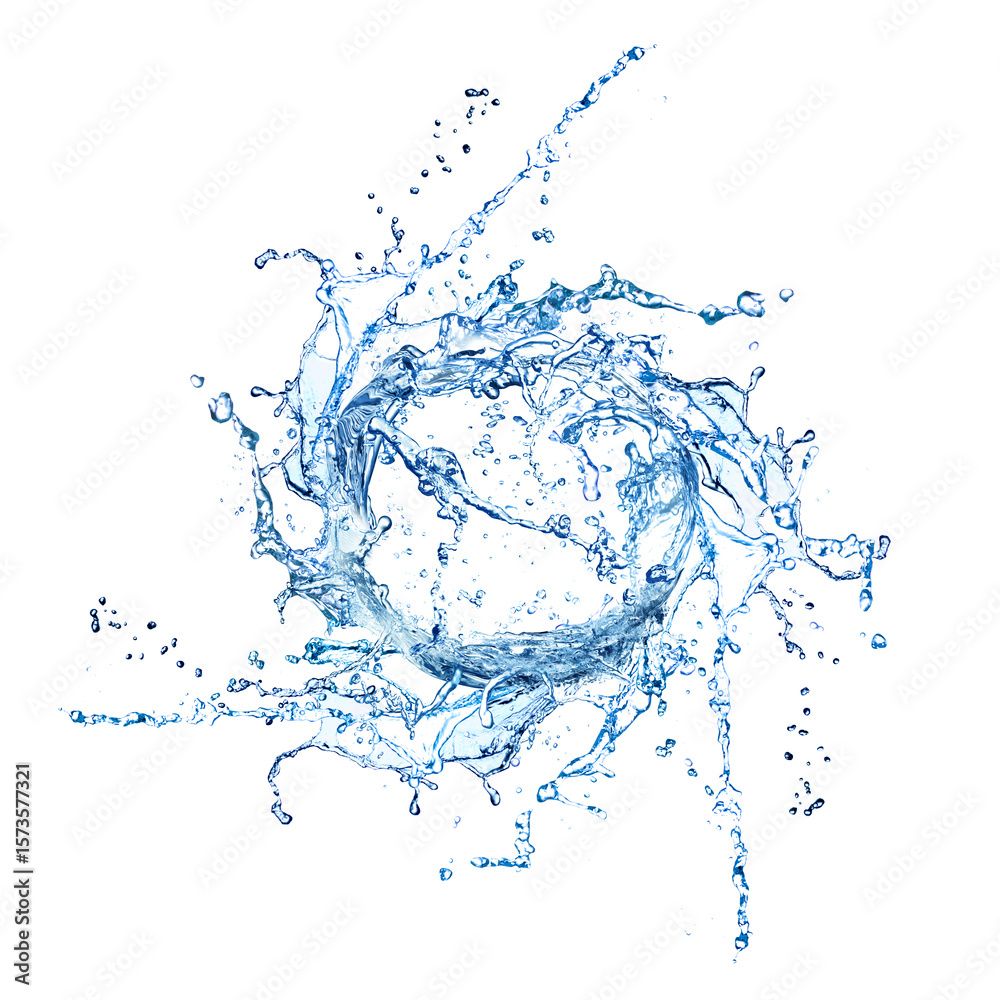 Obraz premium Clean water swirling in air on white background