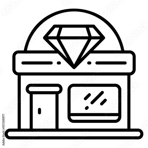 Jewelry store building vector icon. Jewelry icon line style. perfect use for logo, presentation, website, and more. modern icon design outline style