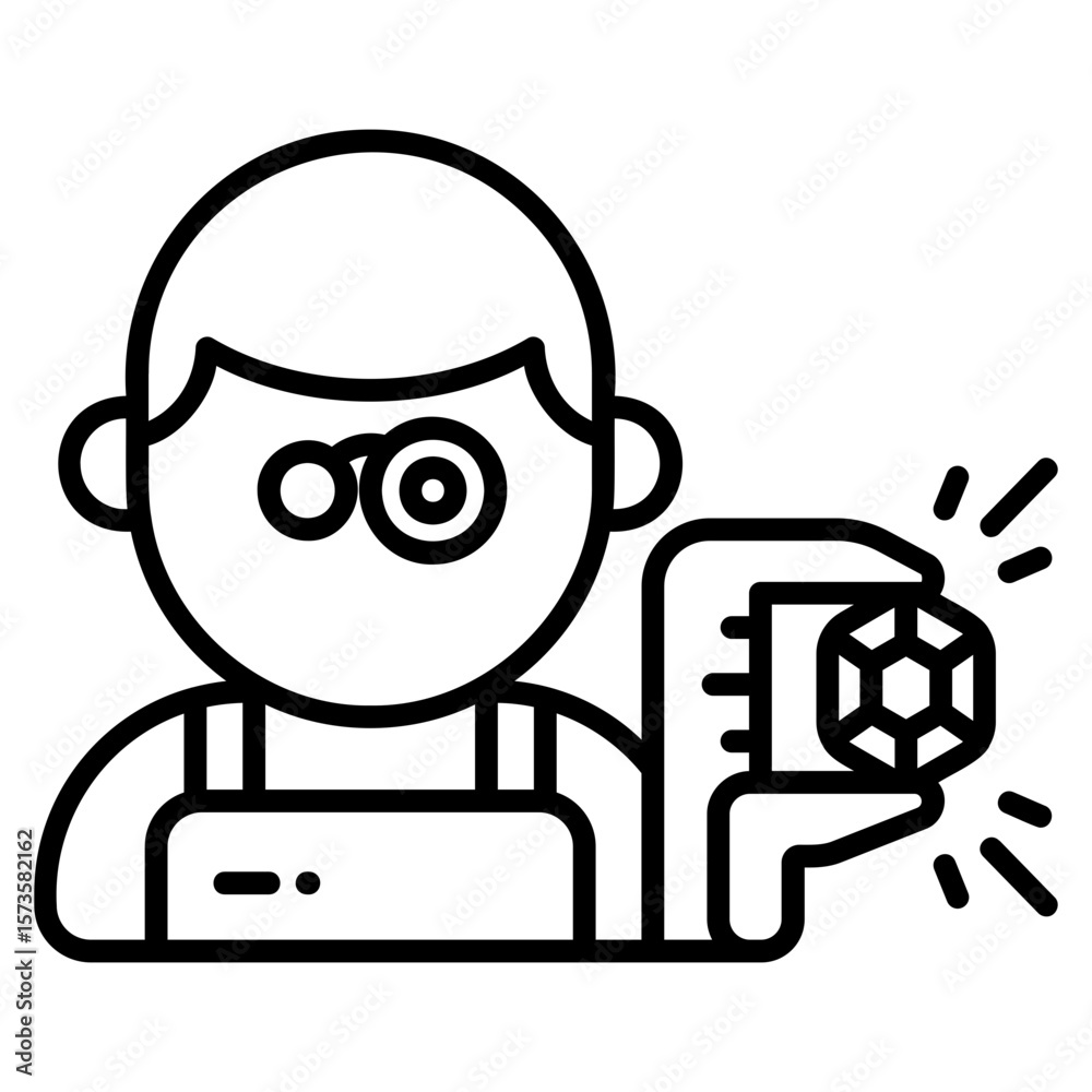 Fototapeta premium Gem Craftsman Avatar vector icon. Jewelry icon line style. perfect use for logo, presentation, website, and more. modern icon design outline style