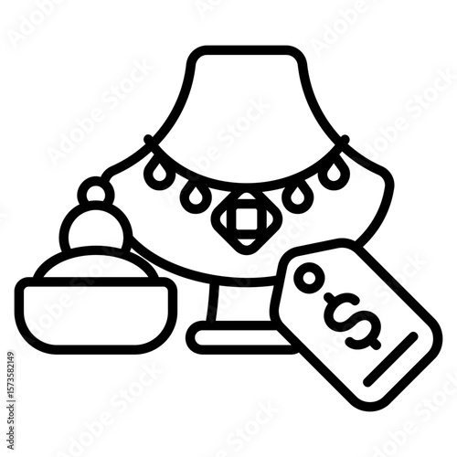 Price Tag Jewelry Display vector icon. Jewelry icon line style. perfect use for logo, presentation, website, and more. modern icon design outline style