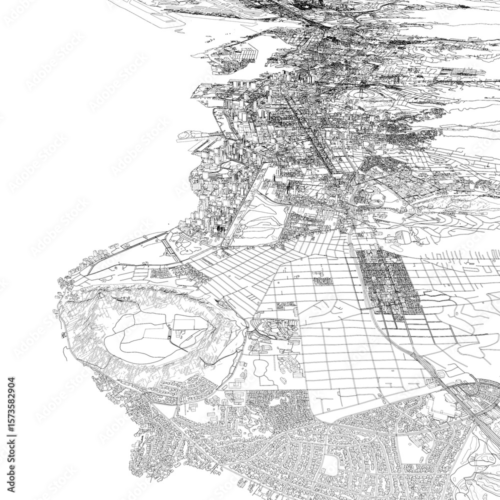 Fototapeta premium 3D illustration of city and urban in Honolulu Hawaii USA