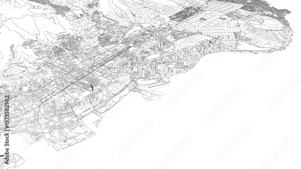 Fototapeta premium 3D illustration of city and urban in Honolulu Hawaii USA