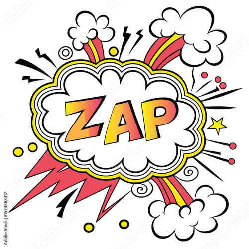 Dynamic comic explosion vector illustration with zap sound effect