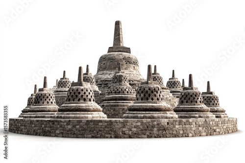 Candi borobudur isolated on white background