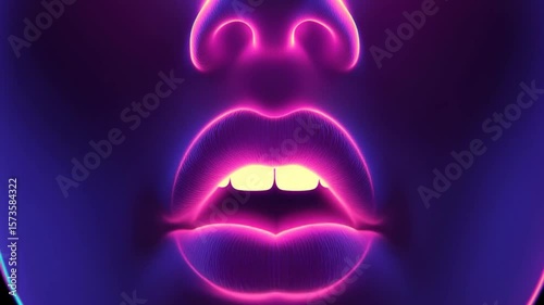 Neon Illumination: A Vibrant Exploration of a Human Face in Vivid Colors