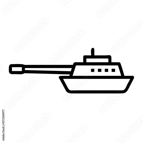 A formidable military vessel with a long cannon, navigating the waters with a silhouette design, embodying strength and strategic power.