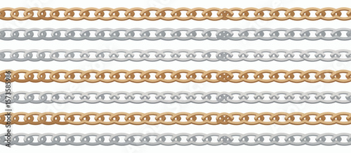 Gold and Silver Chain Seamless Patterns