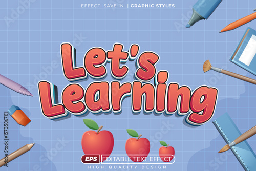 let's learning editable 3d text effect template for education poster