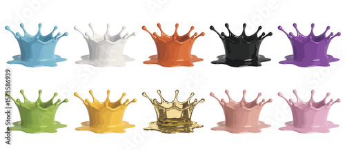 Colorful Crown Shaped Liquid Splashes