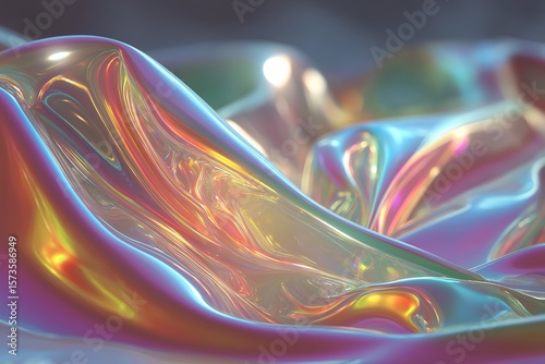 Colorful Iridescent Fabric Texture. Vibrant Shiny Abstract Design for Modern Decorative Patterns
