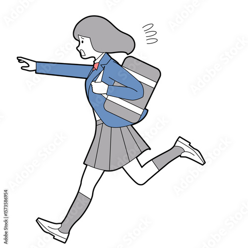 手を伸ばして走る女子中高生