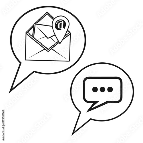 Email and chat icons graphic design