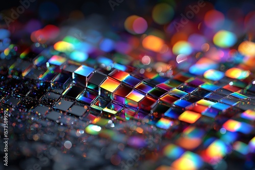 Macro Iridescent Colors. Shiny Abstract Textures with Reflective Prism Patterns for Artistic Photography and Design