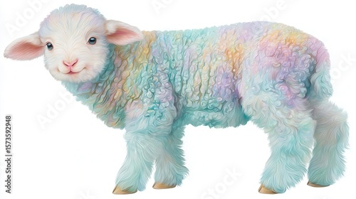 Pastel colored lamb illustration