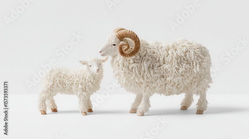 White sheep and lamb illustration