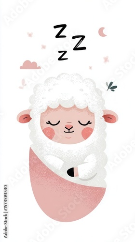 Sleeping sheep illustration