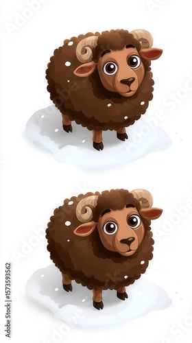 Two cartoon sheep on snow