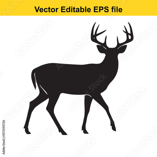 Majestic Whitetail Deer Silhouette A Striking Black and White Depiction of Wildlife in Simple Form Embodying Elegance and Power