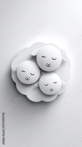 Three sheep resting on cloud illustration