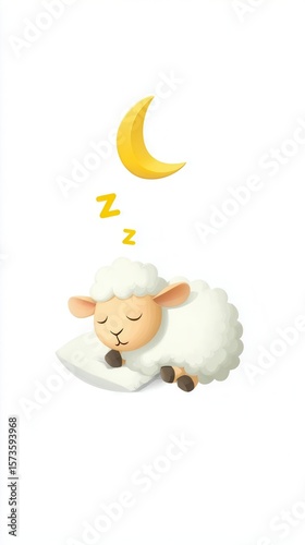 Sleeping cartoon sheep illustration