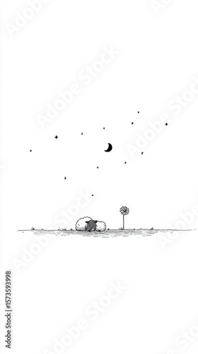 Simple night landscape illustration