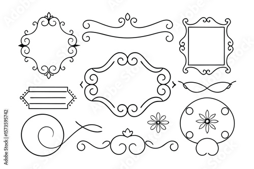 rome style ornate calligraphic design elements set