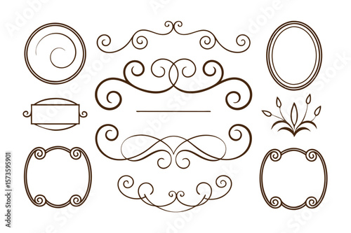 rome style ornate calligraphic design elements set