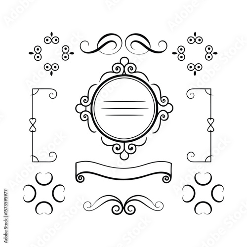 rome style ornate calligraphic design elements set