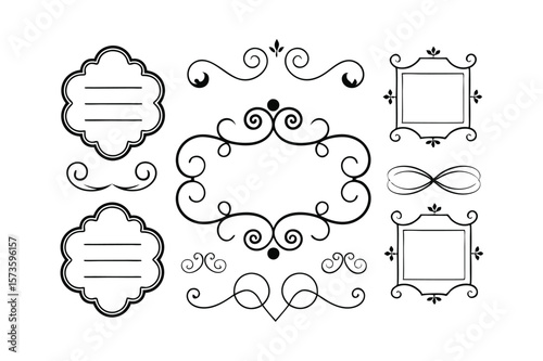rome style ornate calligraphic design elements set