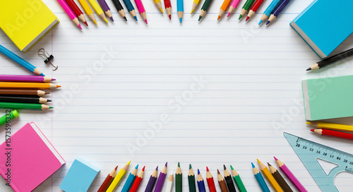 Students Preparing for Education with Colorful Supplies and Notebooks in a Bright Classroom Background for Creative Learning Environment - back to school