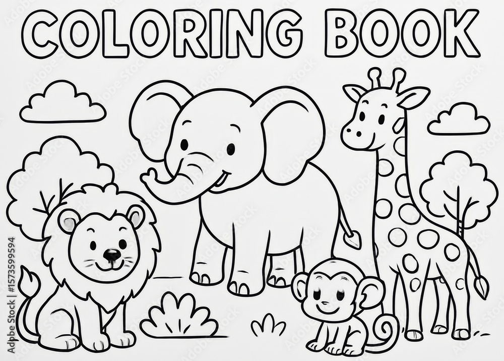 Obraz premium Fun and Simple Animal Coloring Page for Kids and Creatives