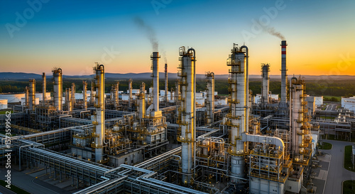 Wallpaper Mural Stunning Golden Hour View of a Modern Oil Refinery and Petrochemical Plant Torontodigital.ca