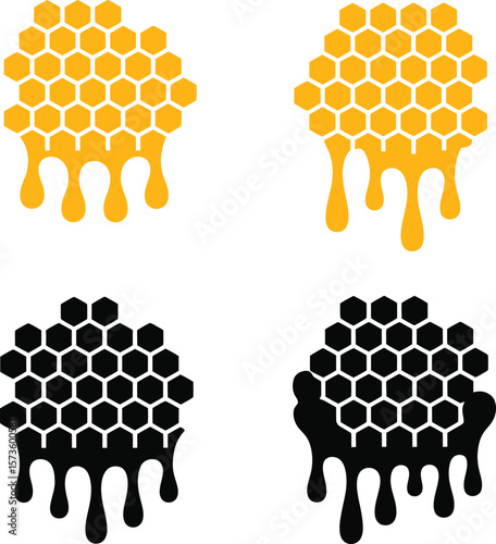 Dripping honeycomb icons in yellow and black