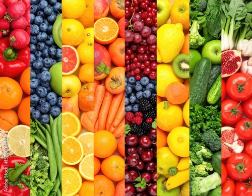 Fototapeta Naklejka Na Ścianę i Meble -  Colorful collage of fresh fruits and vegetables